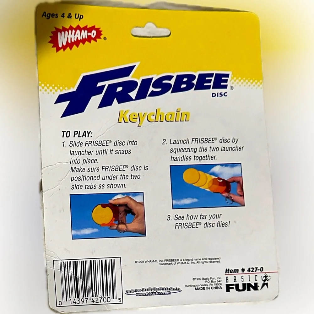VTG 1999 RARE WHAM-O FRISBEE DISC KEYCHAIN MINIATURE TOY COLLECTIBLE FUN 427-0